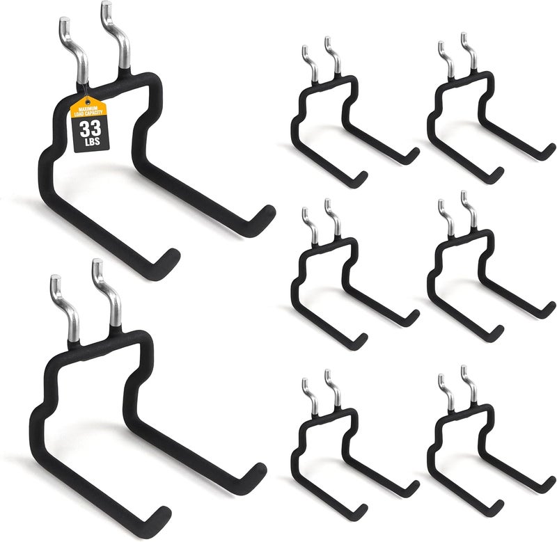 ELEAD 8-Piece Flat Pegboard Hooks, Peg Board Organizer Accessories for Hanging, Fit 1/4" Pegboard, Peg Board Tool Hangers for Garage Kitchen Workbench - Image 1